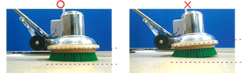 ポリッシャー本体が床に対して水平になっていることを確認し電源オン。