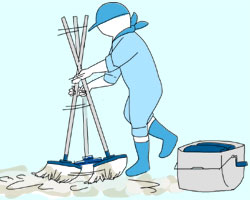 モップで数回水拭き